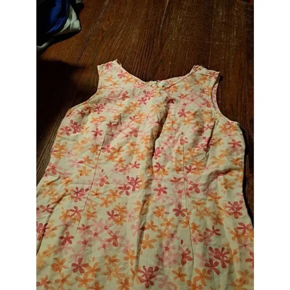 Liz Claiborne Liz Sport Dress Size 16 Sleeveless Floral Linen Blend Sundress - Picture 2 of 4